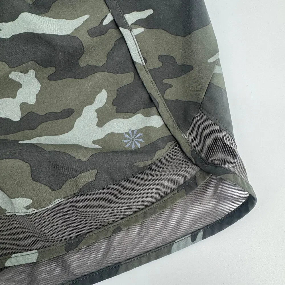 Athleta Printed Mesh Racer Run Shorts Camo - Size XS - Camouflage Athleisure Gym